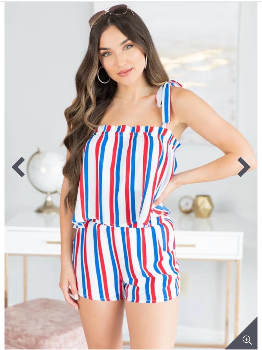 Buddy Love Striped Tie-Shoulder two piece set in Red, White & Blue